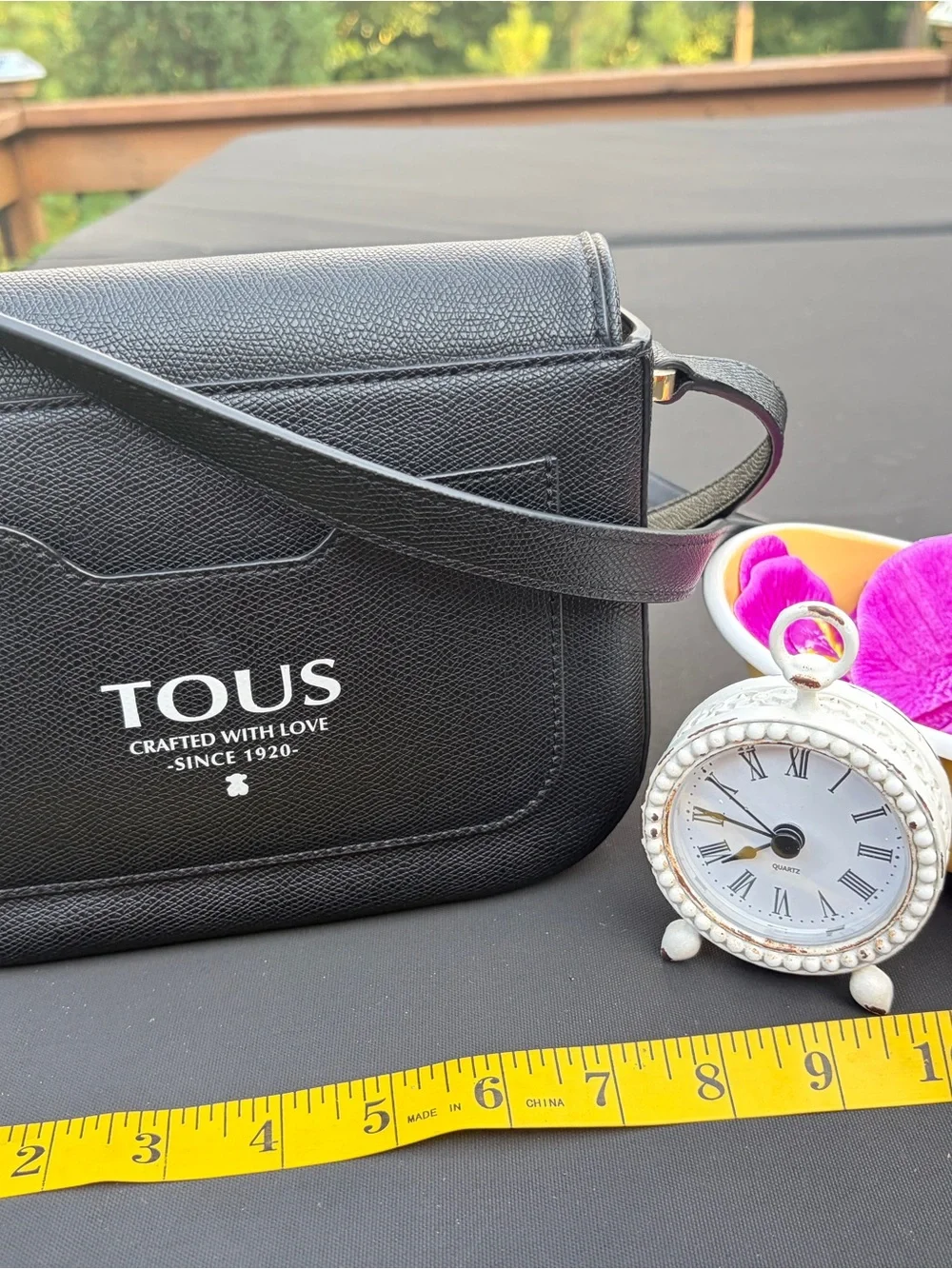 TOUS Black Womens Textured Crossbody Shoulder Bag